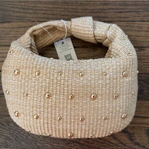 Urban Expressions Tan Woven Bag with Gold Accents NWT